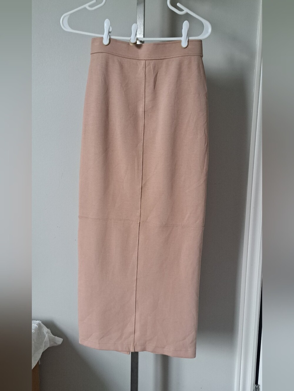 ZARA interlock High-Waist Maxi Pencil Skirt tan stretch comfort minimalist S